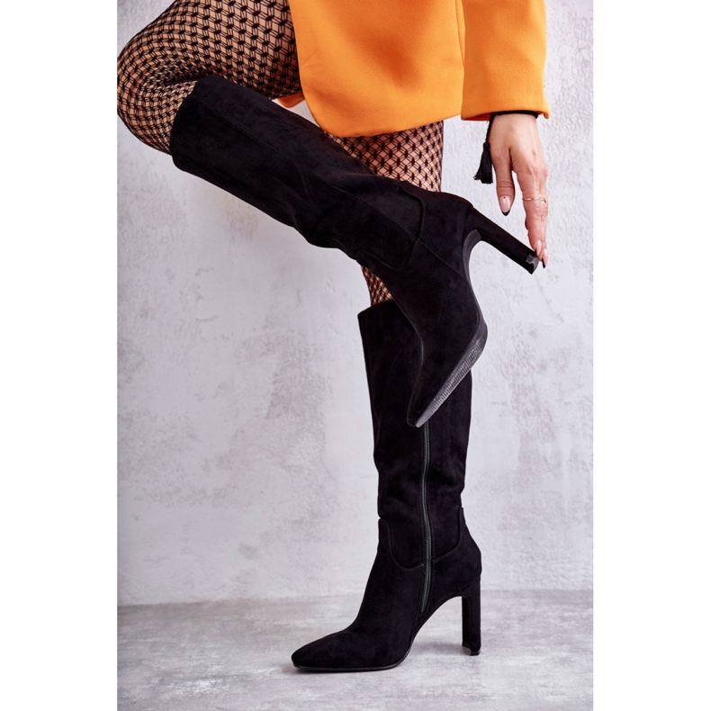 Cizme negre pentru femei pe post negru 1 Cizme negre pentru femei pe post negru 1