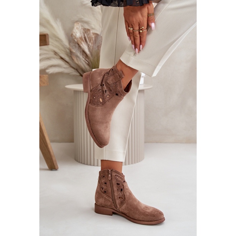 S. BARSKI Cizme de dama cu o partea superioara ajurata S.Barski maro 2 S. BARSKI Cizme de dama cu o partea superioara ajurata S.Barski maro 2