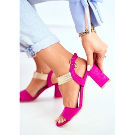 Sandale dama cu toc inalt Fuchsia roz 1