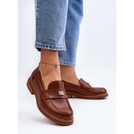 Mocasini de dama din piele Zazoo Brown maro 2