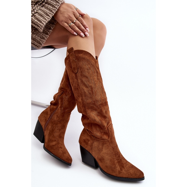 Step in style Cizme Model Sloana WZ688-12 Camel Suede - Pas in stil maro 2