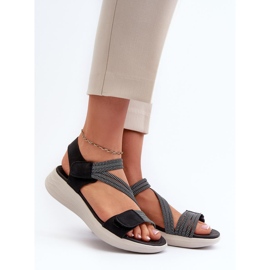 Sandale de damă cu velcro Negru 1