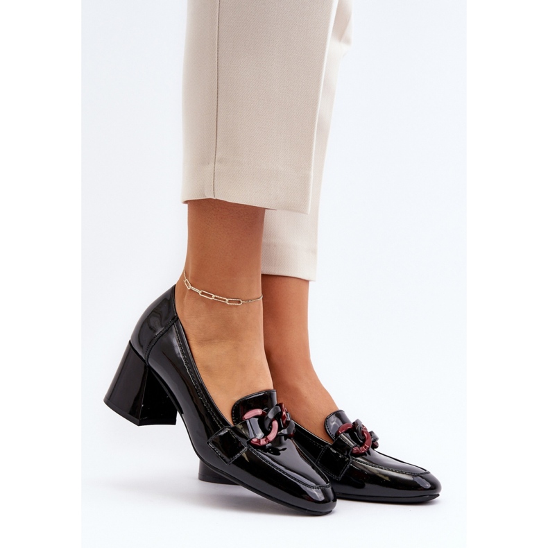 Pompe de damă cu toc înalt Negru/Roz 1