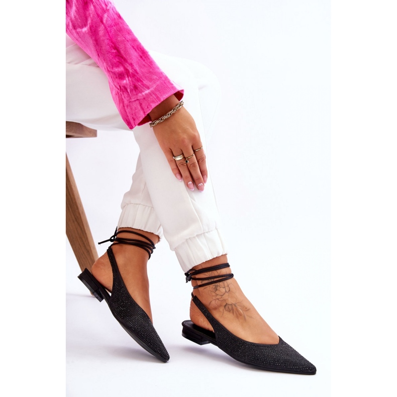 Balerini de dama cu toc deschis Negru 1