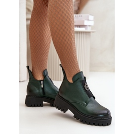 Botine de damă Zazoo Dark Green cu toc înalt verde 1 Botine de damă Zazoo Dark Green cu toc înalt verde 1
