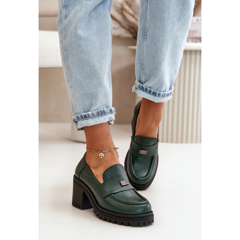 Pantofi de dama din piele Zazoo verde 1