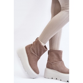 Botine de damă Zazoo Beige pe o platformă masivă bej 2