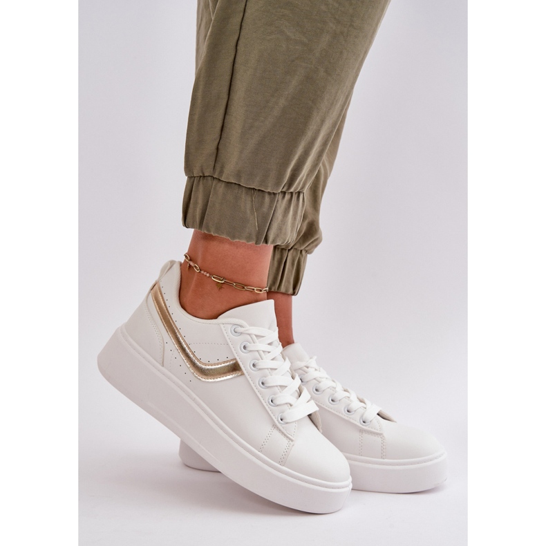 Tenisi cu platformă alb/auriu 1