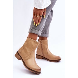 Botine cu partea superioară decorativă bej 1