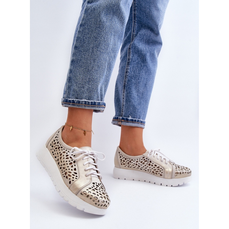 Pantofi din piele de damă Zazoo Gold de aur 2