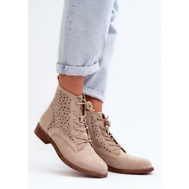 Cizme cu partea superioară ajurata S.Barski Light Beige bej 1