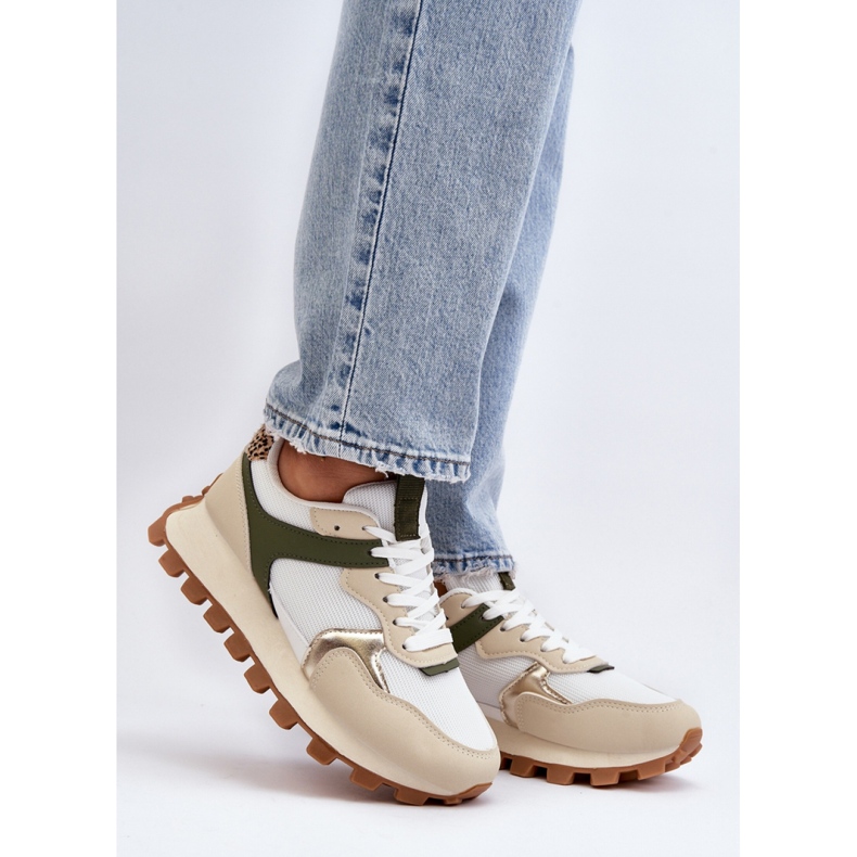 Pantofi sport dama pe platforma Bej/Verde 1