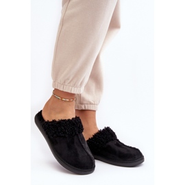 Papuci de dama Inblu Black cu blana negru 1 Papuci de dama Inblu Black cu blana negru 1