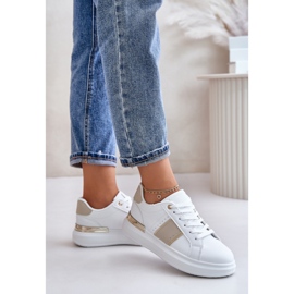 Pantofi sport de dama pe platforma Bej alb 1