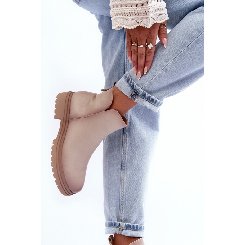 Botine de dama bej cu platforma 2