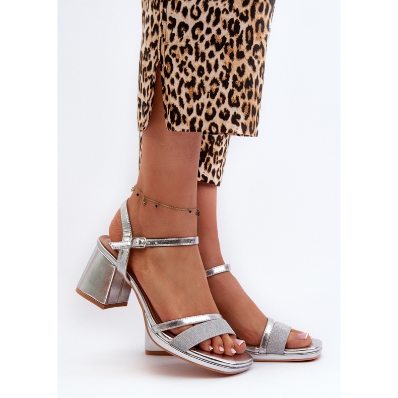 Step in style Sandale Model Tessata C-147 Silver - Pas în stil gri 1