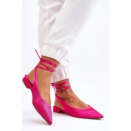 Balerini legati cu strasuri fucsia roz 1