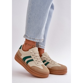 Pantofi sport cu platformă bej/verde 1 Pantofi sport cu platformă bej/verde 1