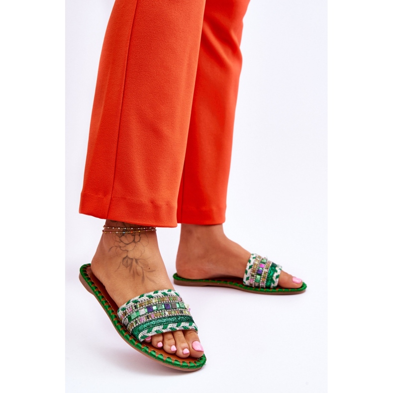 Șlapi cu împodobiți verzi verde 2