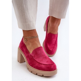 Pantofi de dama cu toc inalt si platforma Fuchsia roz 2