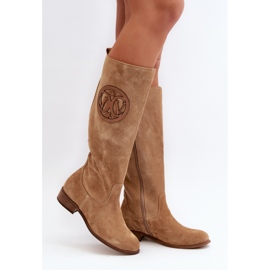 Step in style Cizme Model Zazoo 3367/2 Bej piele intoarsa - Pas in stil 3