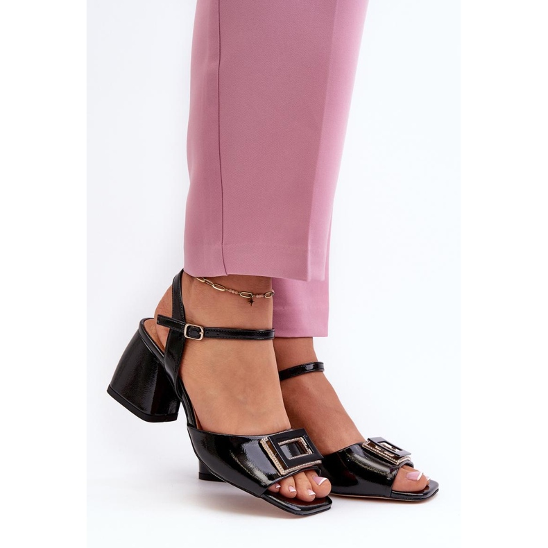 S.Barski Sandale elegante cu toc lacuit negru 1 S.Barski Sandale elegante cu toc lacuit negru 1