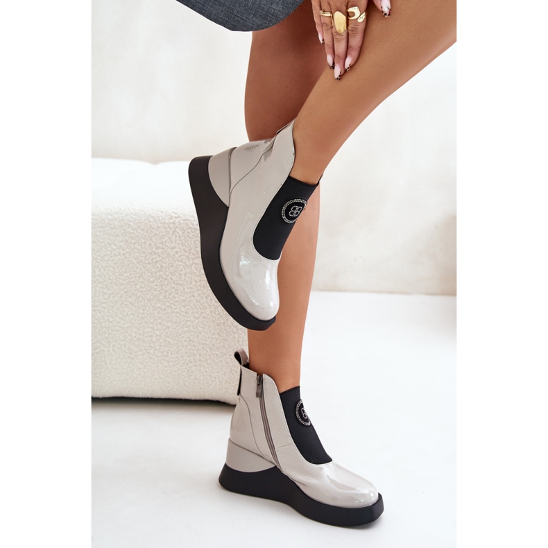 Botine de dama pe platforma S.Barski Light Grey gri 1 Botine de dama pe platforma S.Barski Light Grey gri 1