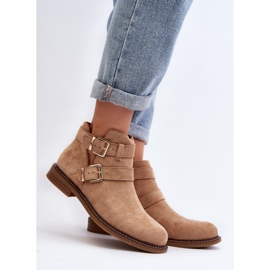 Botine de dama bej cu dungi decorative 1