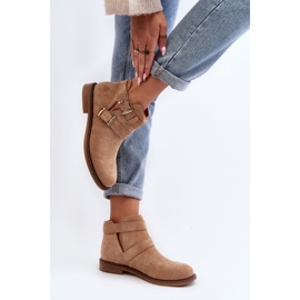 Botine de dama bej cu dungi decorative 2