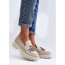 CheBello Mocasini eleganti cu franjuri bej 1 CheBello Mocasini eleganti cu franjuri bej 1