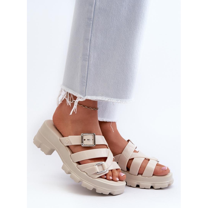 Flip-flops de damă Zaxy Light Beige cu toc înalt bej 1