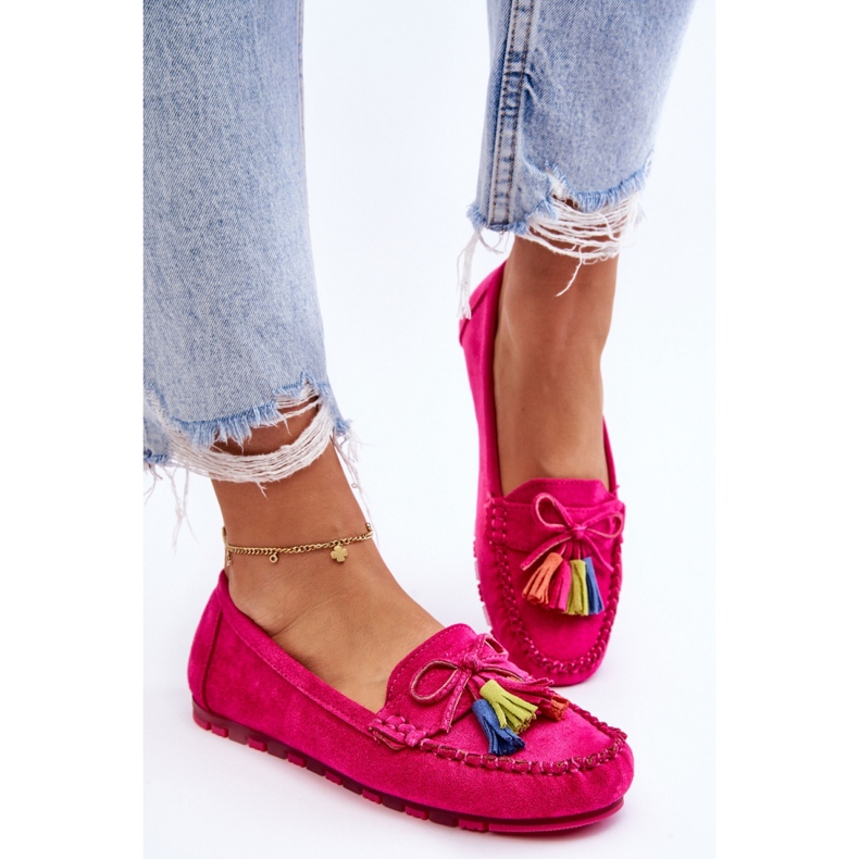 Mocasini de dama cu franjuri Fuchsia roz 1 Mocasini de dama cu franjuri Fuchsia roz 1