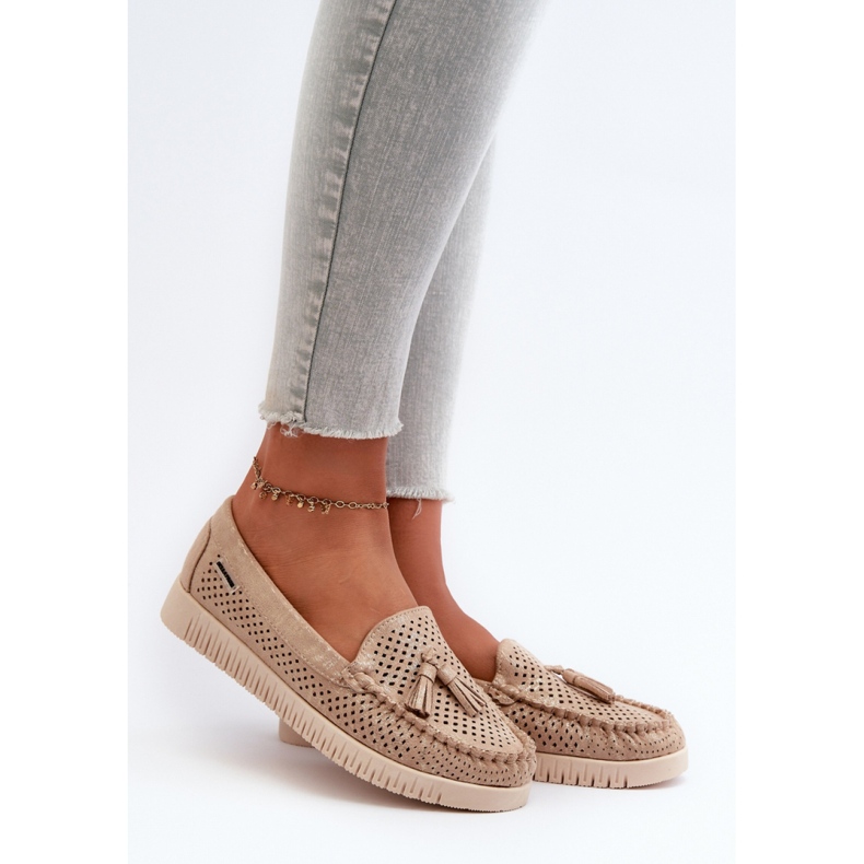 Mocasini ajurati de dama aurii de aur 1