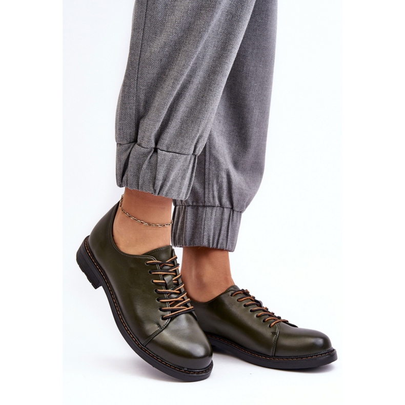 Pantofi de dama verzi cu siret verde 1