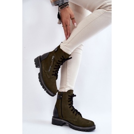 Laura Messi Botine izolate din piele intoarsa verde 1