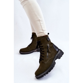 Laura Messi Botine izolate din piele intoarsa verde 2