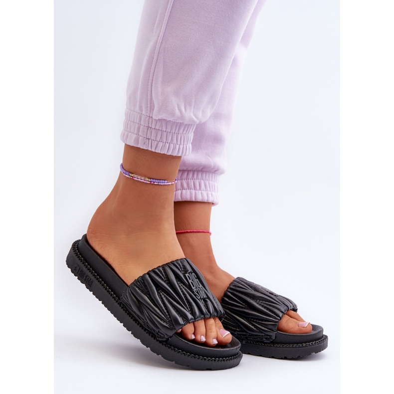 Flip-flops de damă Big Star Black cu volane negru 1