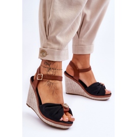 Sandale cu pană negre de damă negru 1