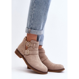 Botine de dama bej cu dungi decorative 1