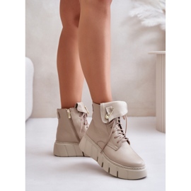 Cizme de dama cu platforma Zazoo Beige bej 1