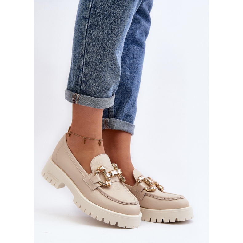 Mocasini eleganti de dama Chebello Beige bej 1
