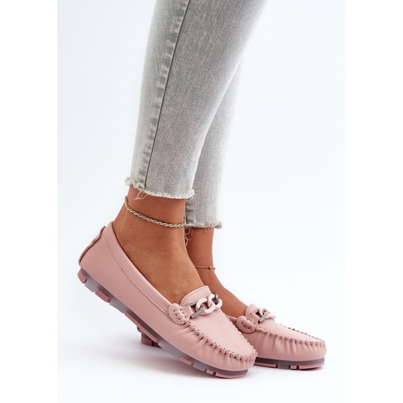 Mocasini de dama cu decor S.Barski Pink roz 1 Mocasini de dama cu decor S.Barski Pink roz 1
