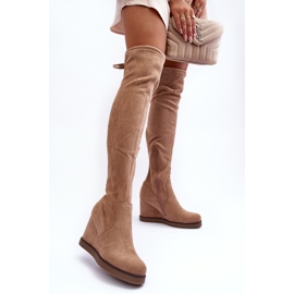 Step in style Cizme peste genunchi Model Mephal NS362P Bej piele intoarsa - Pas in stil 1