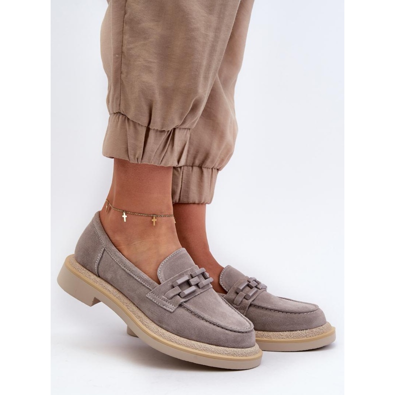 S. BARSKI Mocasini de dama cu decor gri 1