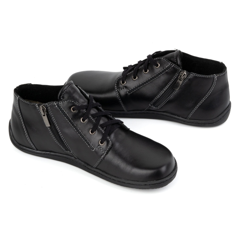 Olivier Pantofi din piele de damă desculți, ușor izolați, înalți cu fermoar 787 negru 2