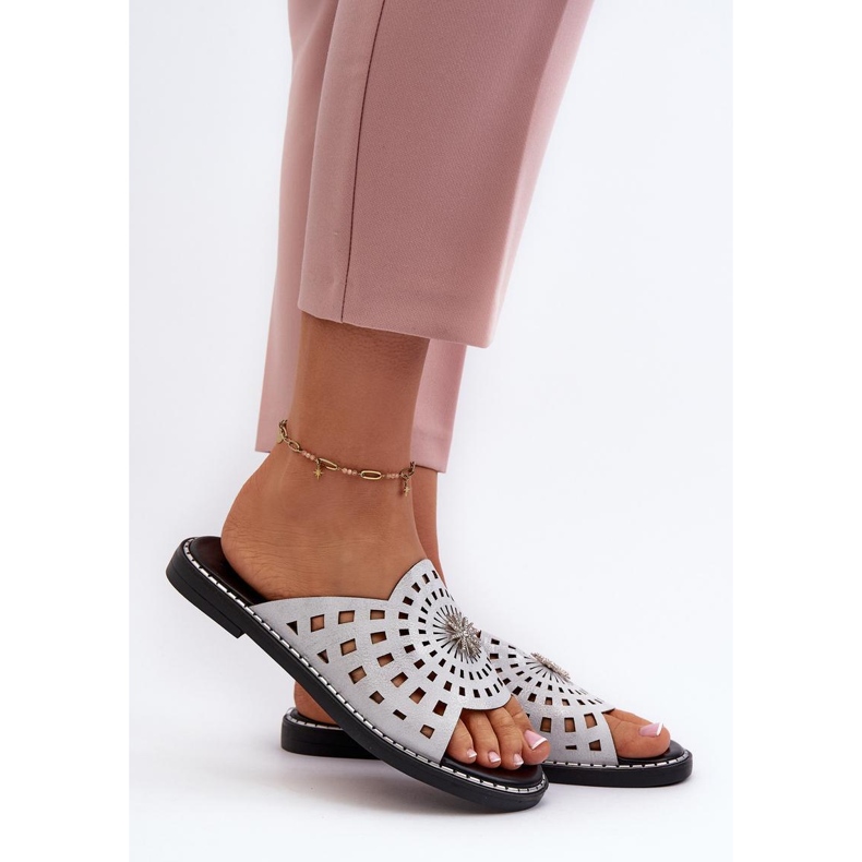 Step in style Sandale Flip-flops Model Ebirena RMR2266-4 Argintiu - Pas în stil gri 1