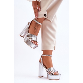 Step in style Sandale Model Maya B-307 Silver - Pas în stil gri 1