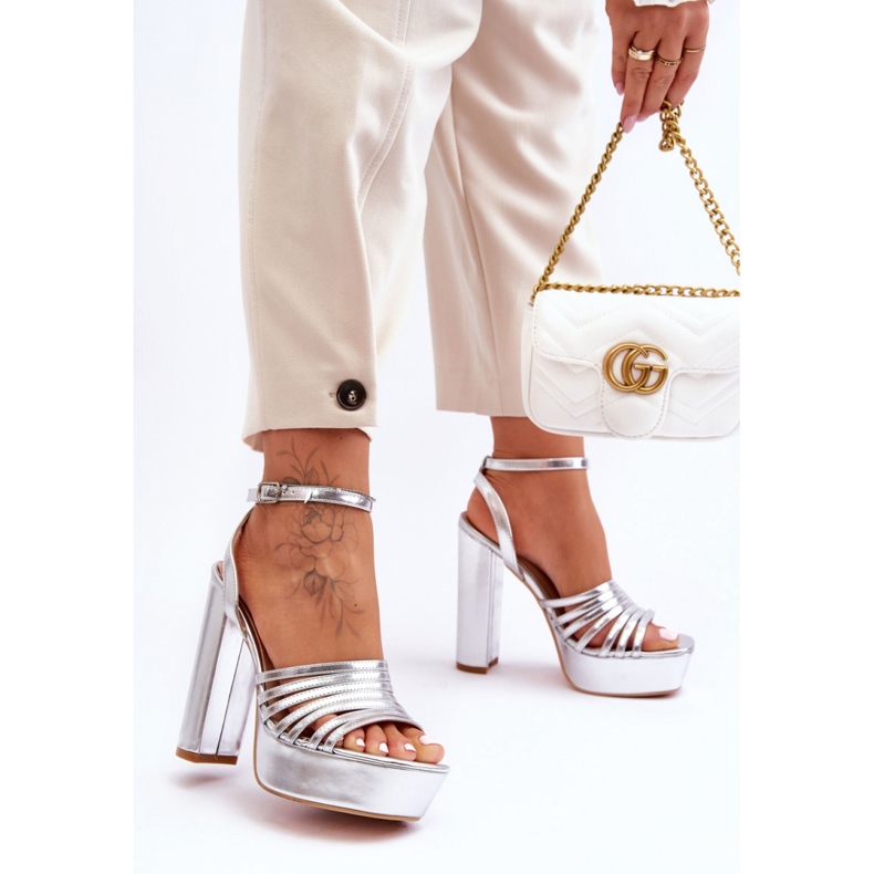 Step in style Sandale Model Maya B-307 Silver - Pas în stil gri 2