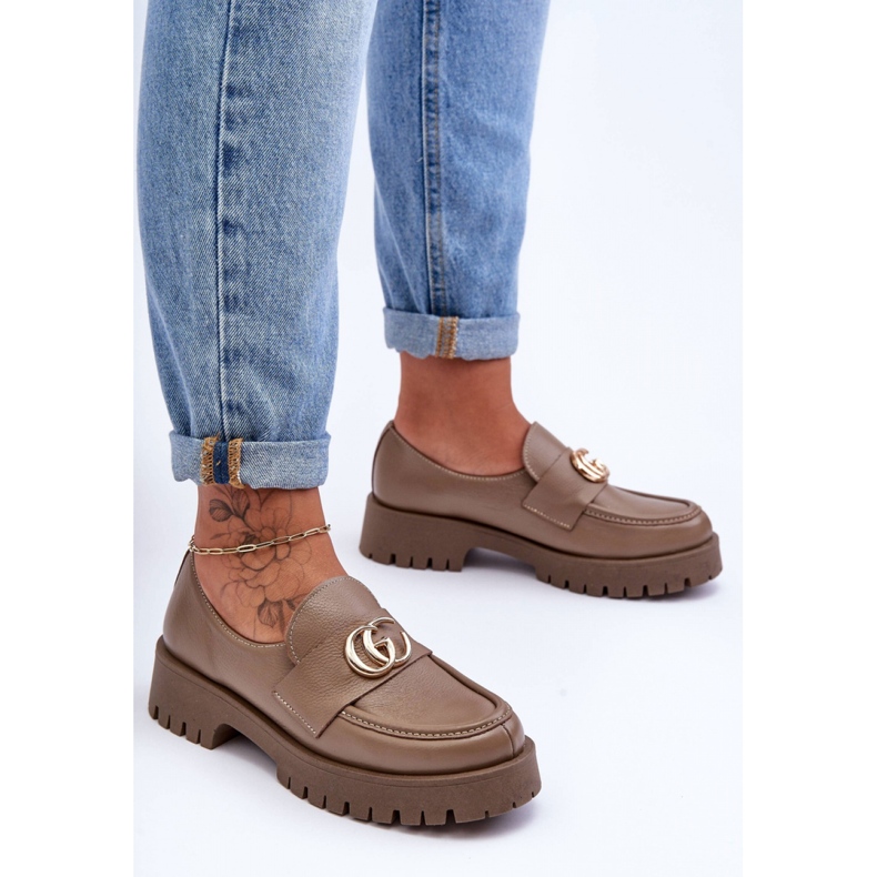 Step in style Pantofi Model Rosefalls 20153 Dark Beige Piele - Pas in stil bej 1