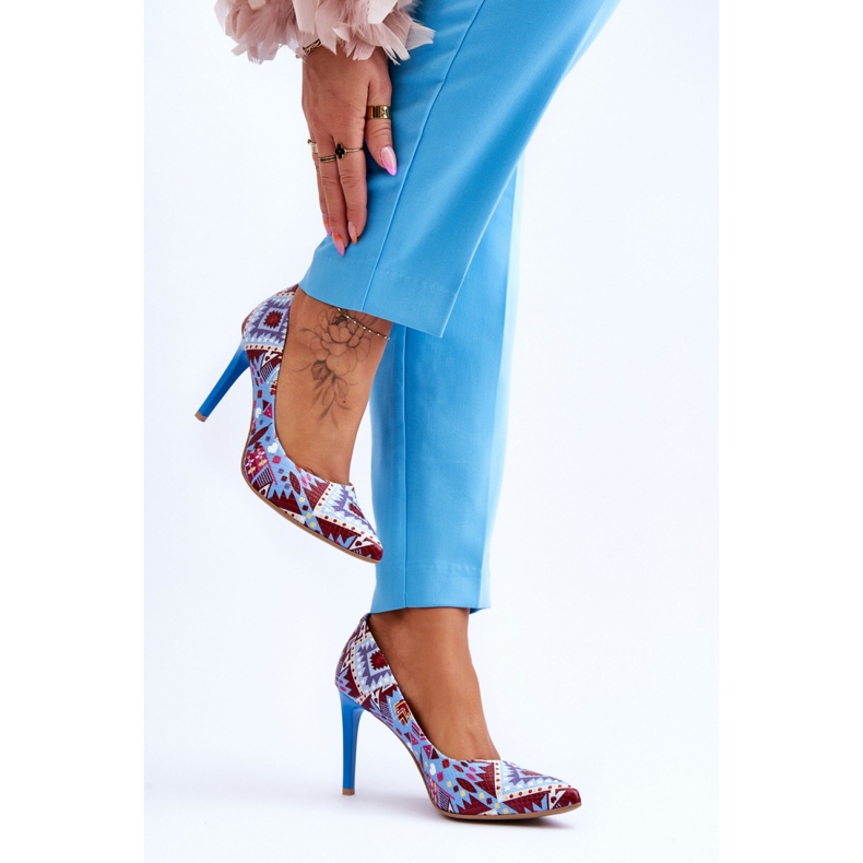 Step in style Tocuri înalte Model Lewski Pantofi 2659 Albastru/Roșu - Pas în stil multicolor 2